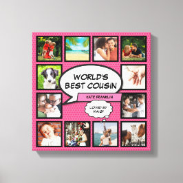 いとこのおもしろいガーリーピンククール漫画フォトコラージュ キャンバスプリント