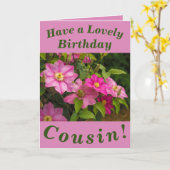 いとこのためのクレマチスフラワーズ誕生日カード カード (黄色い花)