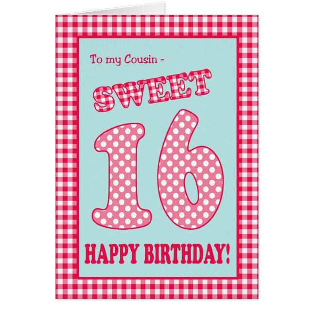 いとこのための赤い点検のポルカの菓子の第16誕生日 (正面)