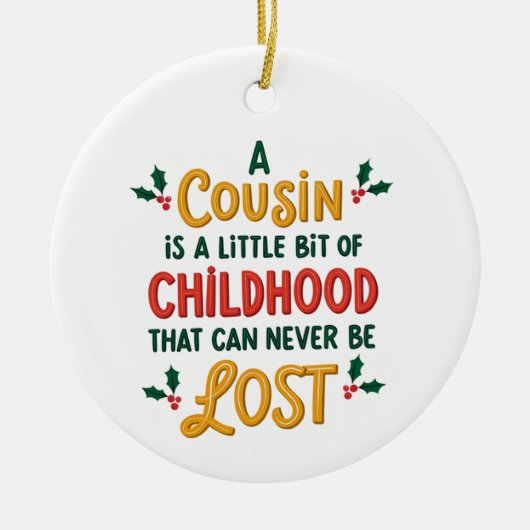 いとこのクリスマス装飾 – 家族のギフト、思い出 セラミックオーナメント (正面)