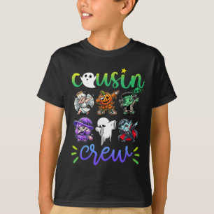 いとこのクルーがハロウィーン少年のスケルトンのゾンビをダビング Tシャツ