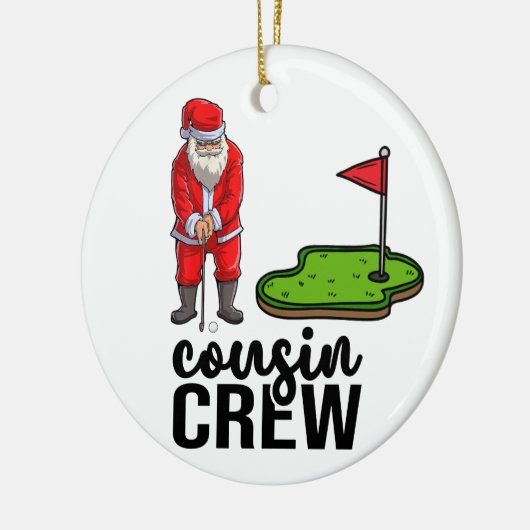 いとこのクルーのためのサンタクロースとゴルフクリスマス セラミックオーナメント (左)