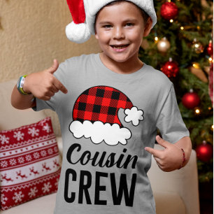 いとこのクルーのクリスマスホリデーバッファロープレイドキッズ Tシャツ