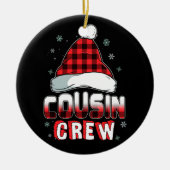 いとこのクルーは赤サンタスハットクリスマスパジャマ セラミックオーナメント (正面)