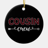 いとこのクルー水牛のプレイドパターンファミリークリスマス セラミックオーナメント (正面)