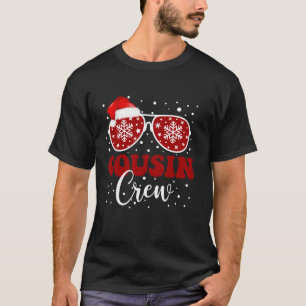 いとこのクルー陽気なクリスマスのスノーフレーク眼鏡レッド Tシャツ