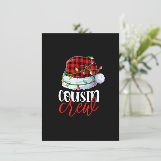 いとこのクルーSanta Red Plaidクリスマスおもしろいクリスマス 招待状 (スタンド正面)