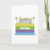 いとこのケーキとキャンドルのハッピーバースデーカード カード (正面)