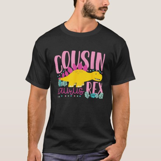 いとこのサウルスレックスおもしろい恐竜キッズ女の子 Tシャツ (正面)