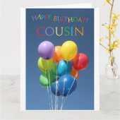 いとこのハッピーバルーンの誕生日 カード (黄色い花)
