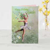 いとこのバレリーナ花妖精の誕生日カード カード (黄色い花)