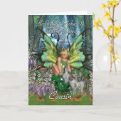 いとこのバースデー・カード-アンゼリカのファンタジーの森林F カード (黄色い花)