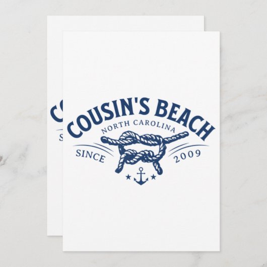 いとこのビーチNC私が向いた夏かわいらし 招待状 (正面/裏面)