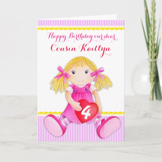 いとこのラグドールアート4歳の誕生日カード カード (正面)