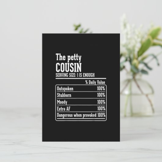 いとこの会 栄養成分表示 小さい、いや、ちっぽけな従兄弟 招待状 (スタンド正面)