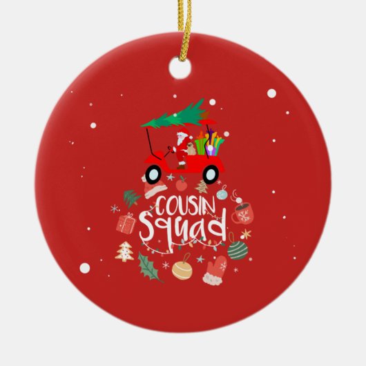 いとこの分隊のためのサンタクロースとゴルフクリスマス セラミックオーナメント (正面)
