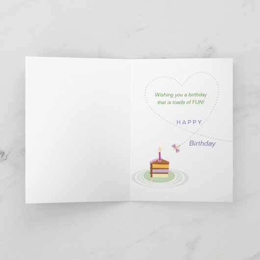 いとこの可愛い誕生日カエル カード (内部)