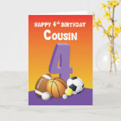 いとこの女の子4thバースデースポーツボール カード (黄色い花)