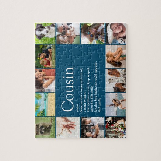 いとこの定義最高の14フォトコラージングブルー ジグソーパズル (縦)