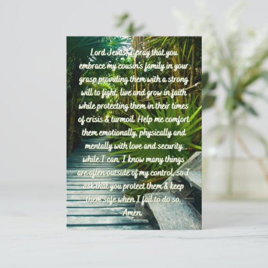 いとこの家族のフラットグリーティングカードの祈りの言葉 カード (スタンド正面)