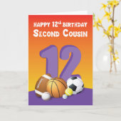 いとこの少女12誕生日スポーツボール カード (黄色い花)