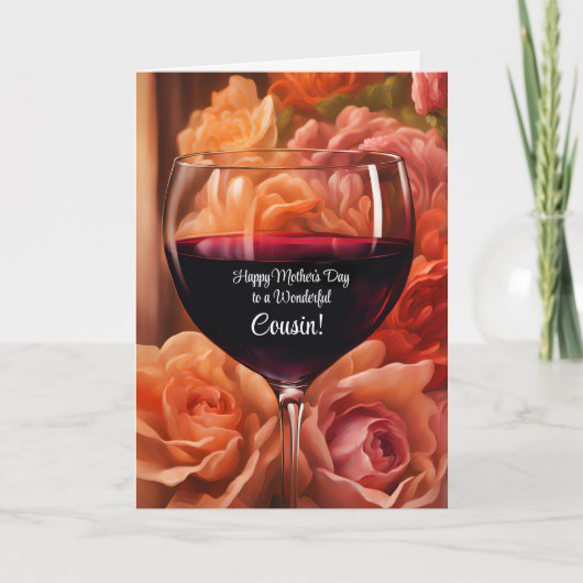 いとこの幸せな母の日ワインと花 カード (正面)