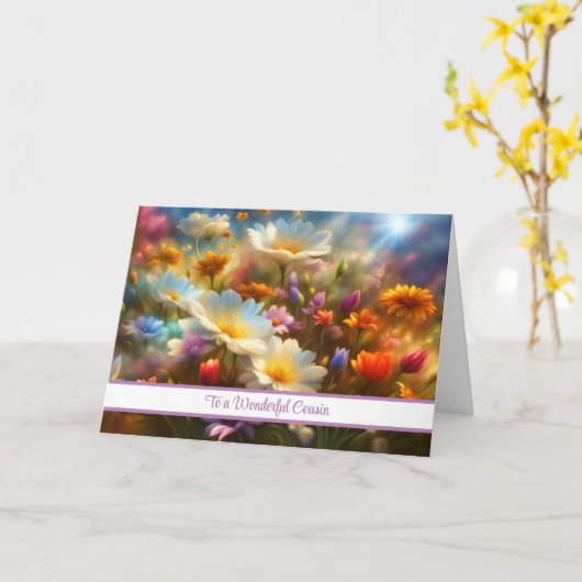 いとこの幸せな母親の日と春の花 カード (黄色い花)