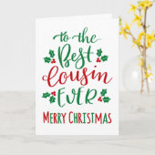 いとこの最高のより永遠にメリークリスマスタイポグラフィ カード (黄色い花)