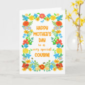 いとこの母親の日かわいらしフローラ縁ど カード (黄色い花)