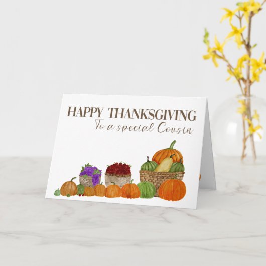 いとこの水色のカボチャ感謝カード カード (黄色い花)