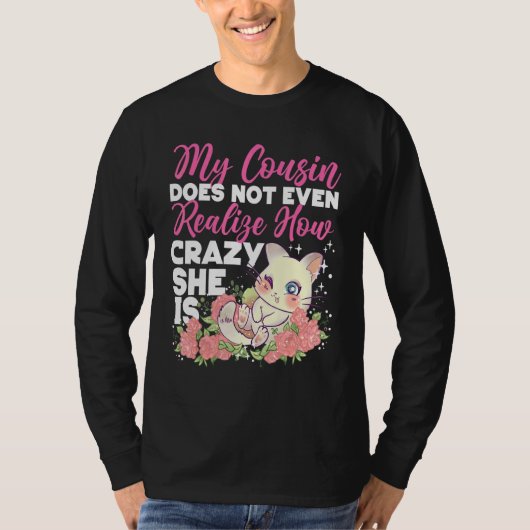 いとこの熱狂するかわいいバラ猫 Tシャツ (正面)