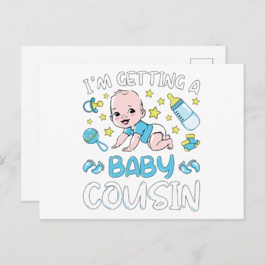 いとこの男の子のジェンダーのベビーの暴露を受けている ポストカード (正面/裏面)