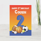 いとこの男の子の第2バースデースポーツボール カード (正面)