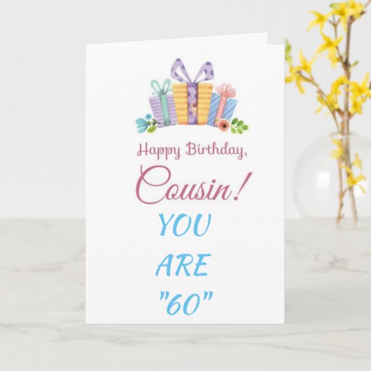 いとこの第60回誕生日専用カード カード (黄色い花)