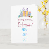 いとこの第70回誕生日の特別名刺 カード (黄色い花)