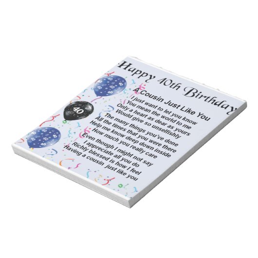 いとこの詩40歳の誕生日 ノートパッド (回転)
