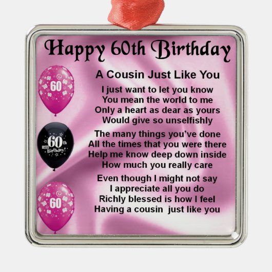 いとこの詩-第60誕生日を飾って下さい メタルオーナメント (正面)
