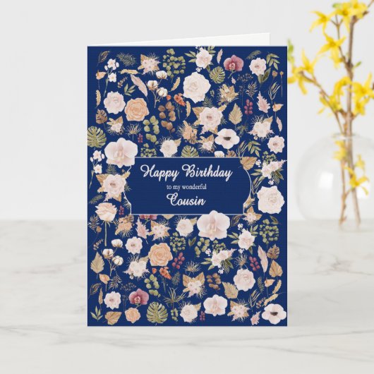 いとこの誕生日の散在する花 カード (黄色い花)