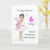 いとこの誕生日の6番目のカード – Black Fairy カード (黄色い花)