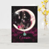 いとこの誕生日カードとファンタジームーンフェアリー カード (黄色い花)