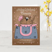 いとこの誕生日カード – かわいい猫の財布ペット カード (黄色い花)