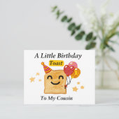 いとこの誕生日カード、小さな誕生日トースト ポストカード (スタンド正面)