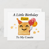 いとこの誕生日カード、小さな誕生日トースト ポストカード (正面/裏面)