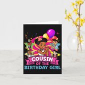 いとこの誕生日ガールパーティーピンクドールファミリーデ カード (黄色い花)