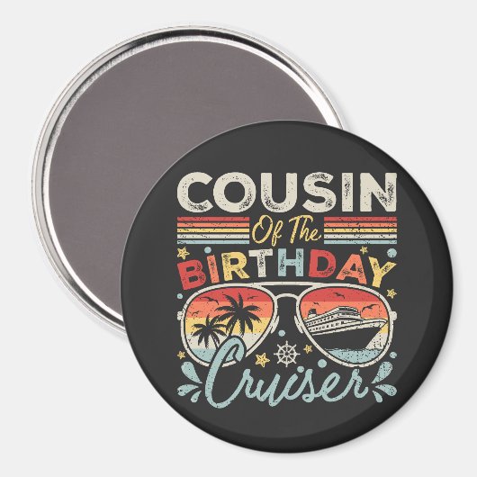 いとこの誕生日クルーザーバケーションサークル マグネット (正面/裏面)