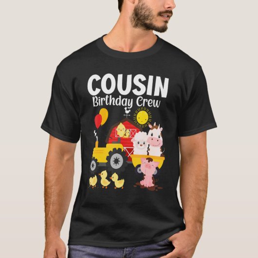いとこの誕生日クルートラクター納屋周囲の庭ファーム動物 Tシャツ (正面)