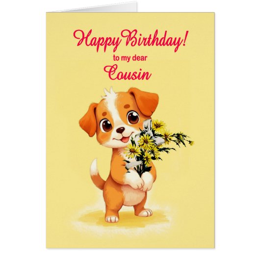 いとこの誕生日子犬と花 (正面)