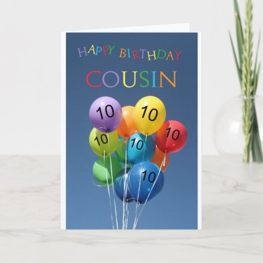 いとこの10歳の誕生日バルーン カード (正面)