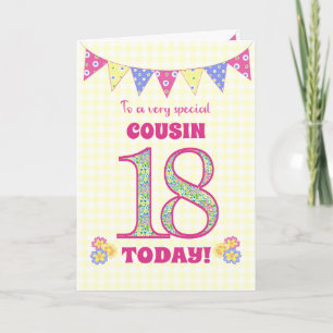 いとこの18誕生日のPrimrosesとBunting カード