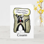 いとこはバースデー・カード- Emo猫の誕生日--を冷やします カード (黄色い花)